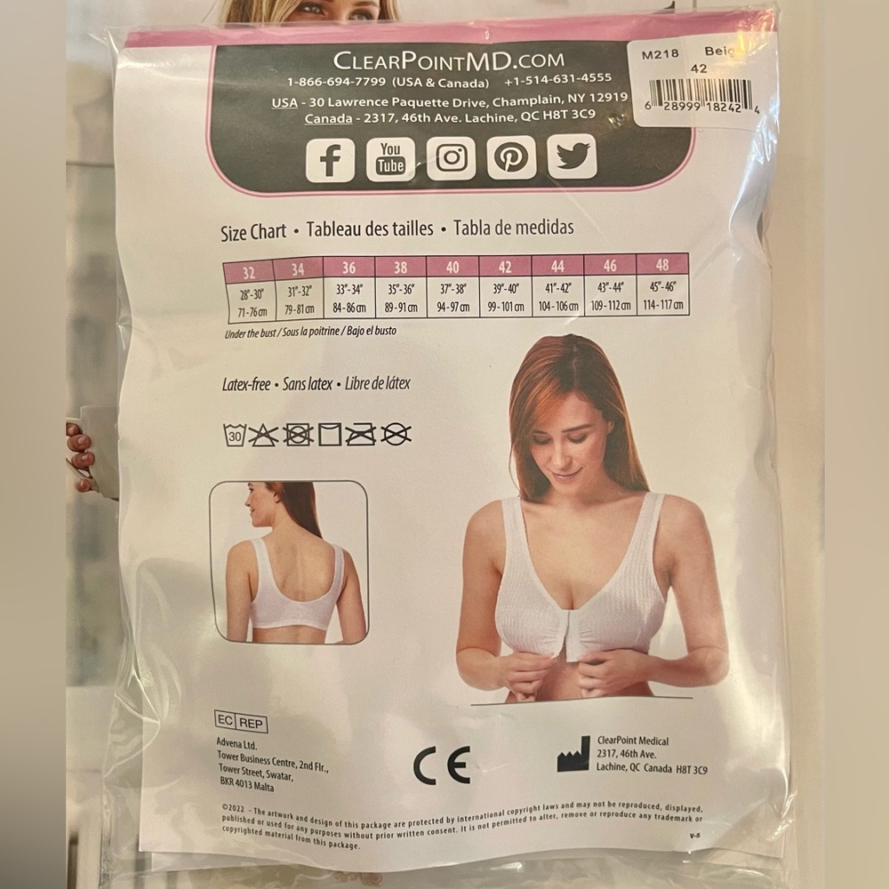 ClearPoint Medical Classic Comfort Bra #218 Dual Pack | B-DD Cups | size 42 - Picture 3 of 4
